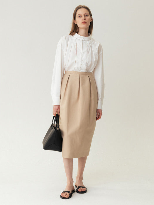 Kindersalmon Voluminous Midi Skirt Beige