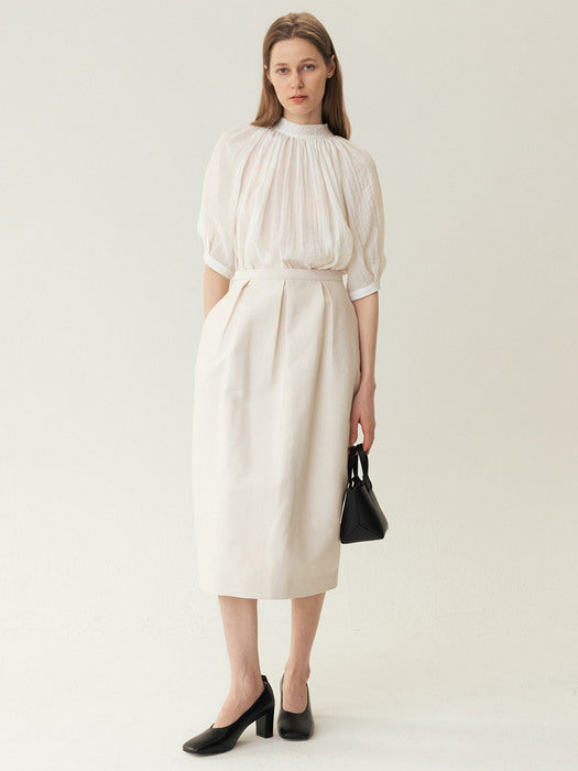Kindersalmon Voluminous Midi Skirt Cream