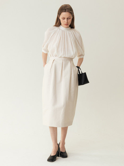 Kindersalmon Voluminous Midi Skirt Cream