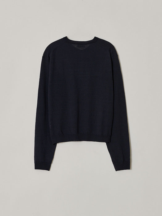 Facade Pattern Linen Breeze Cardigan navy