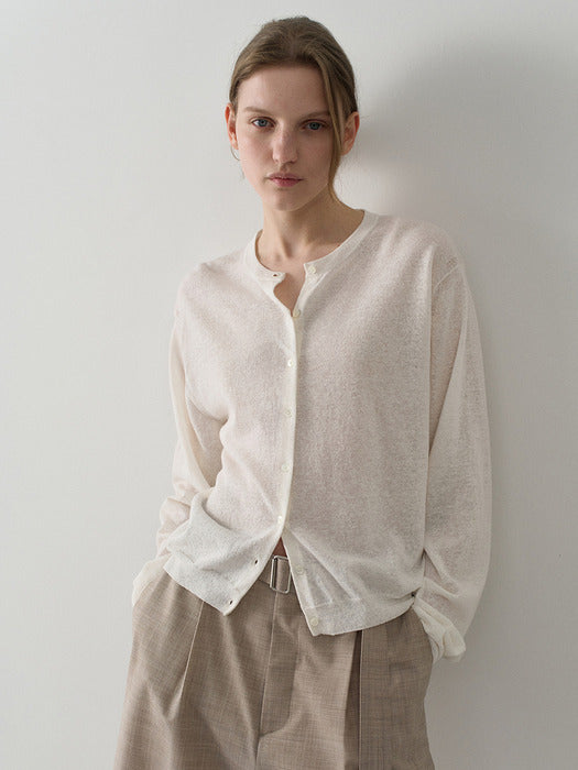 Facade Pattern Linen Breeze Cardigan cream