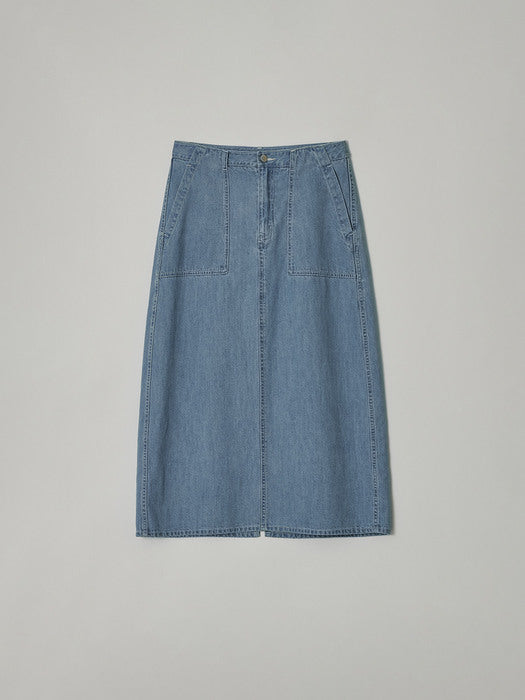 Facade Pattern Denim Fatigue Skirt vintage indigo