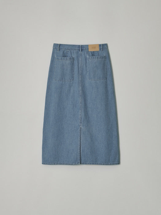 Facade Pattern Denim Fatigue Skirt vintage indigo