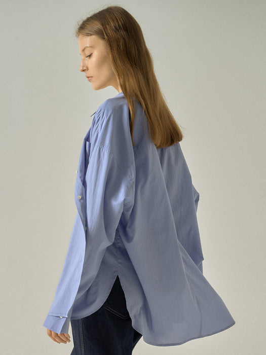Facade Pattern Boyfit Breeze Shirt - ocean blue
