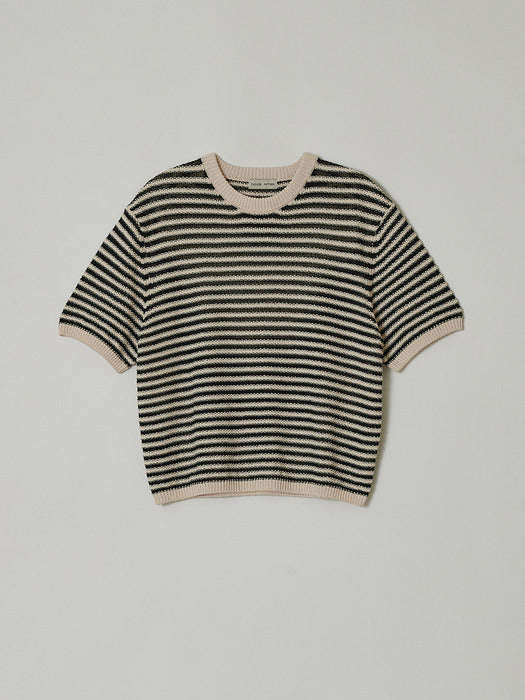 [facade pattern] Striped Texture Knit _ cream black