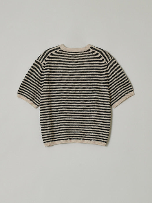 [facade pattern] Striped Texture Knit _ cream black