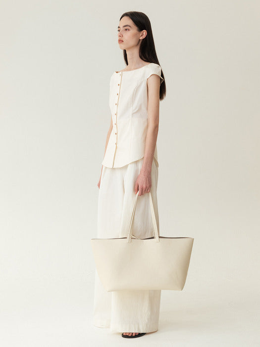 Kindersalmon Boat-Neck Blouse Cream
