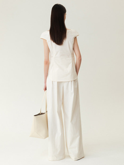 Kindersalmon Boat-Neck Blouse Cream