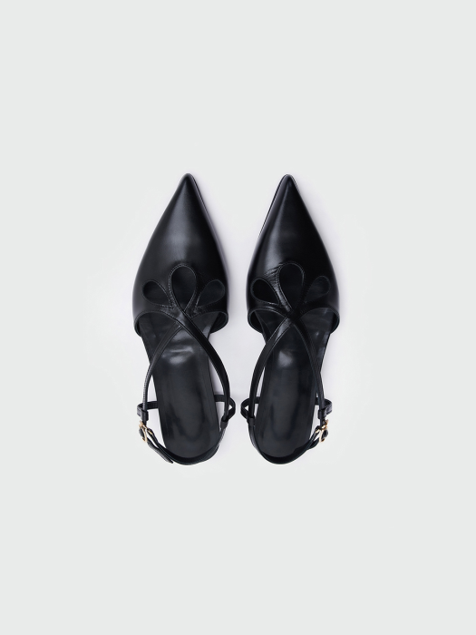 Eenk Winsely Point Toe Cross-Strap Flat Sandals - Black