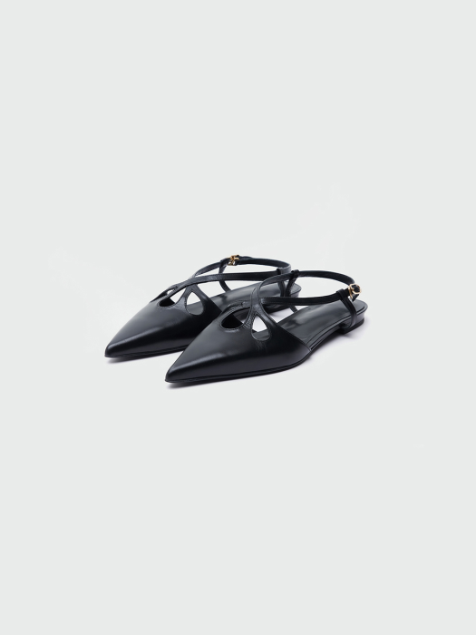 Eenk Winsely Point Toe Cross-Strap Flat Sandals - Black