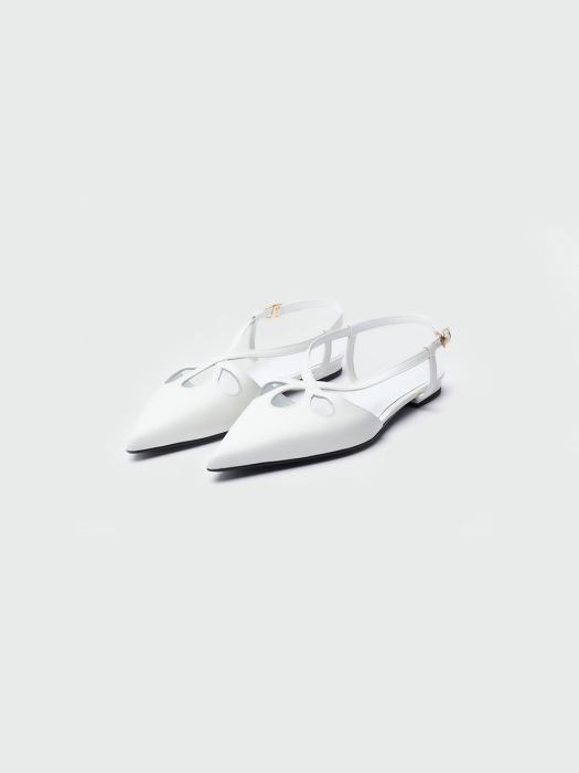 Eenk Winsely Point Toe Cross-Strap Flat Sandals - Ivory