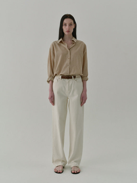 [moia] pin st shirt (beige stripe)