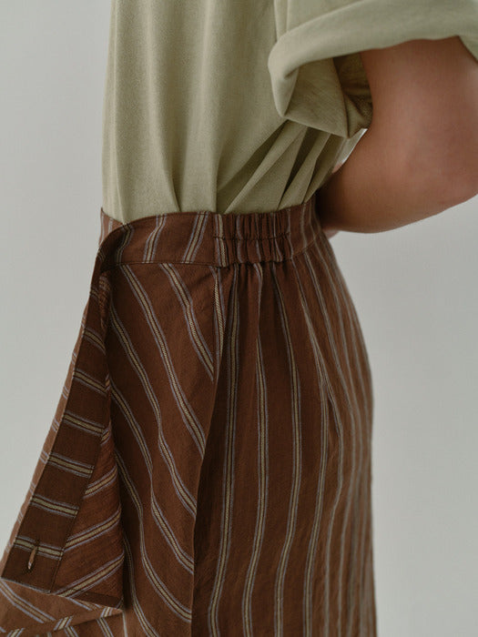 [moia] stripe wrap skirt (brown stripe)