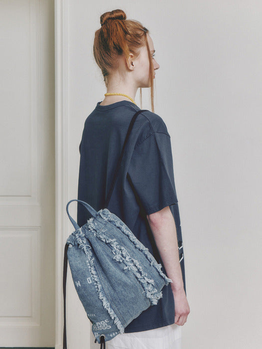 FLAT DRAWSTRING BACKPACK_denim