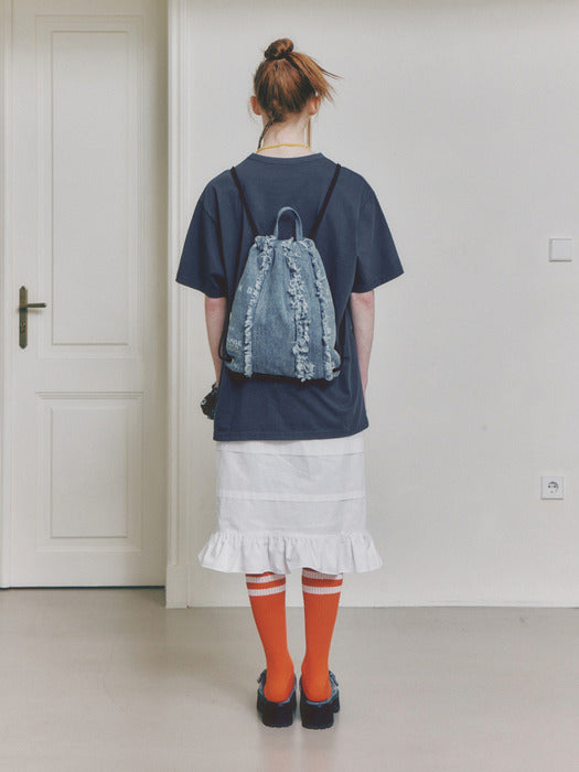 FLAT DRAWSTRING BACKPACK_denim