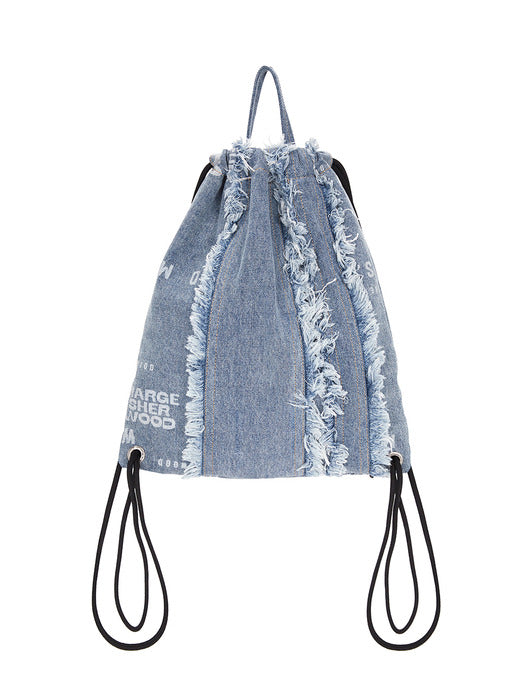 FLAT DRAWSTRING BACKPACK_denim