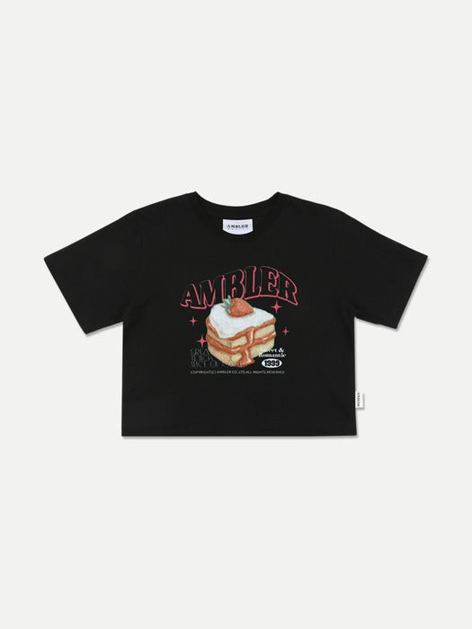 [ambler] Piece of cake Crop T-Shirts ACR402 (Black)