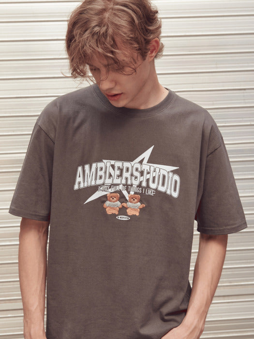 [ambler] The Star Over fit T-Shirts AS1020 (Dark Gray)