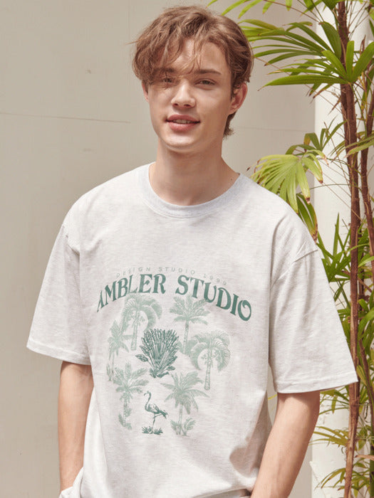 [ambler] Vintage Summer Over fit T-Shirts As1025 (White-Melange)