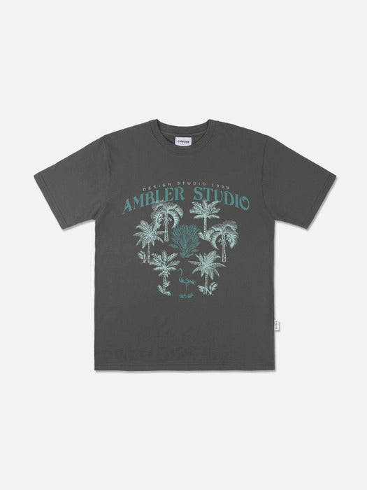 Ambler Vintage Summer Over fit T-Shirts (Dark Gray)
