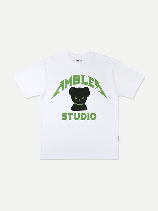 [ambler] Kitsch Bear Over fit T-Shirts AS1026 (White)