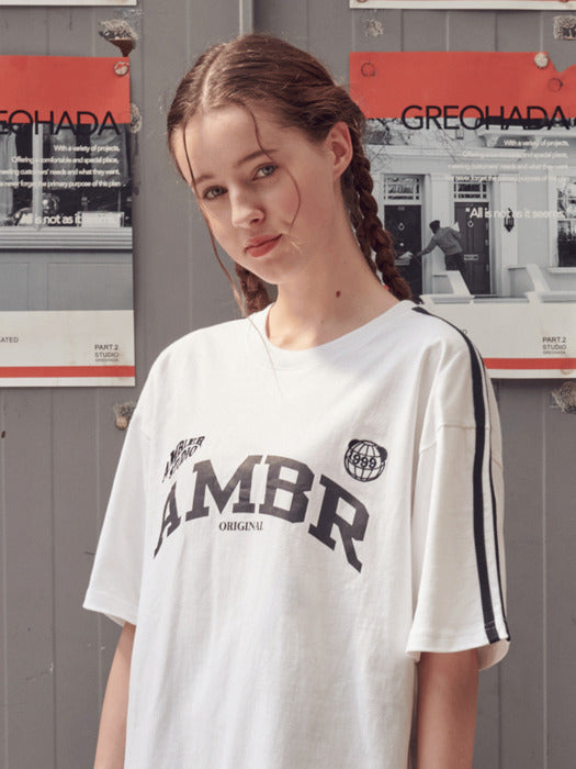 [ambler] SPORTY AMBR Over fit T-Shirts AS1029 (White)