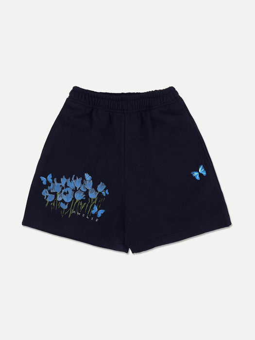 [ambler] Blue Butterfly Training Banding Sweat Shorts Pants SSP302 (Navy)