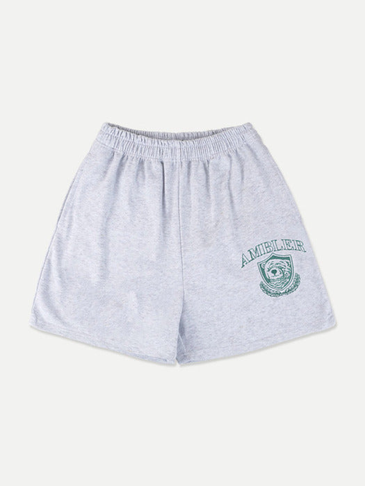 [ambler] Bear laurel logo Training Banding Sweat Shorts Pants SSP301 (White-Melange)