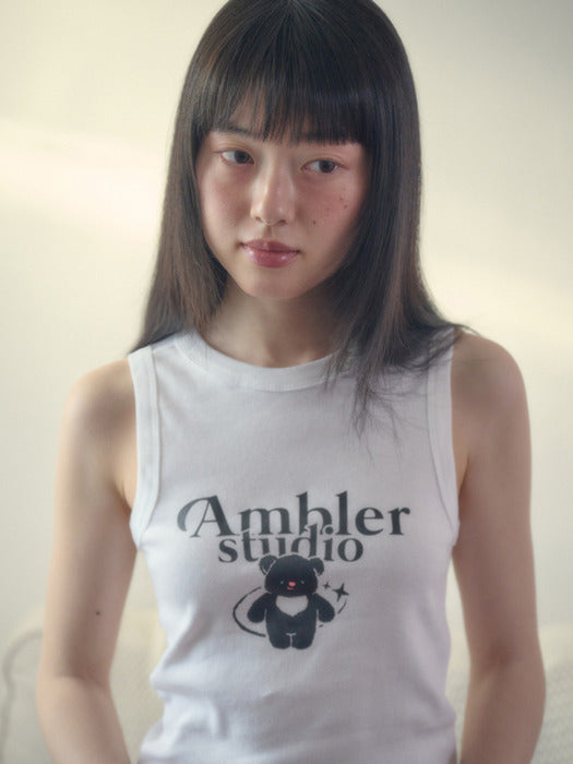 Ambler Space Bear Sleeveless Shirt (White)