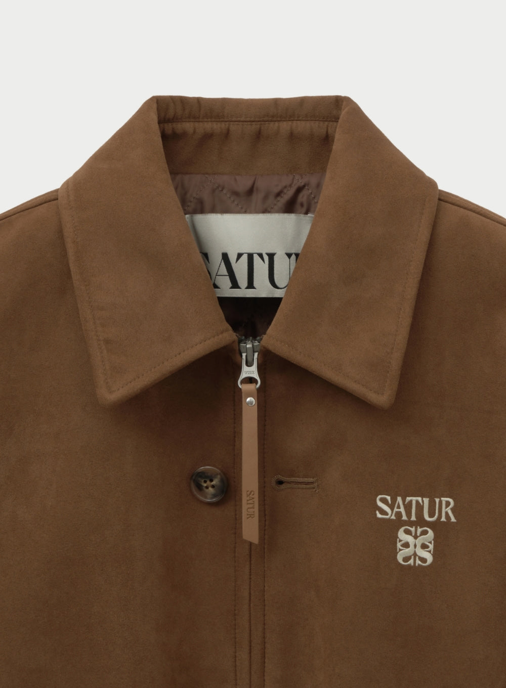 [satur] (W) Teo Faux Suede Short Jacket - Camel Brown