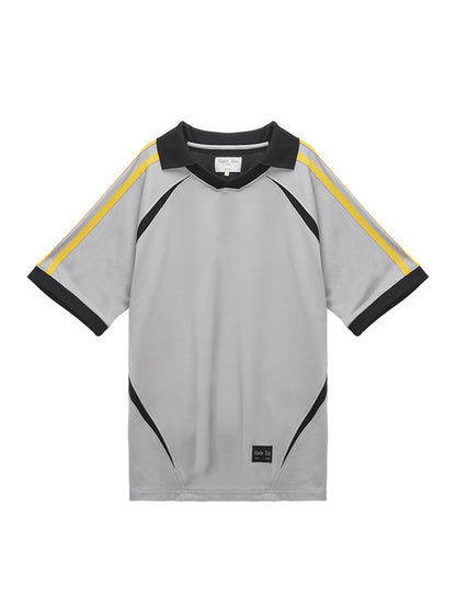 SPORTY TRACK JERSEY TOP IN GREY
