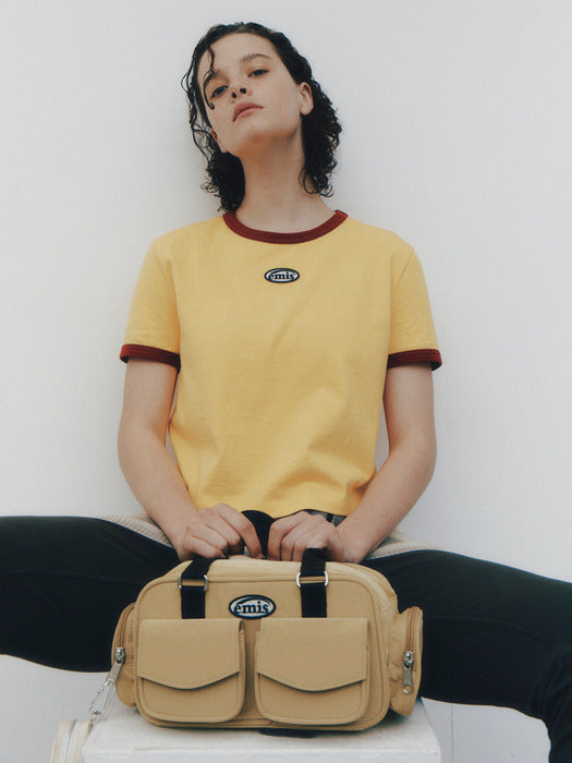 [emis] RINGER TEE - YELLOW/BURGUNDY