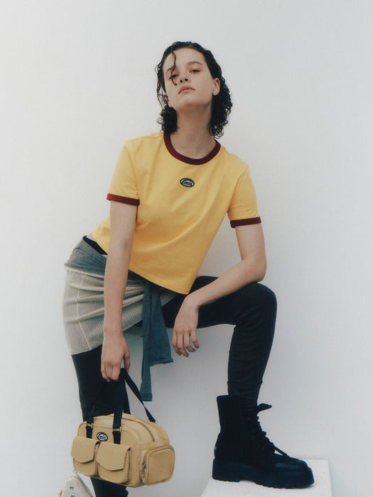 [emis] RINGER TEE - YELLOW/BURGUNDY
