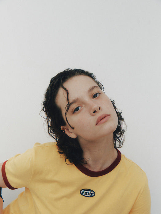 [emis] RINGER TEE - YELLOW/BURGUNDY