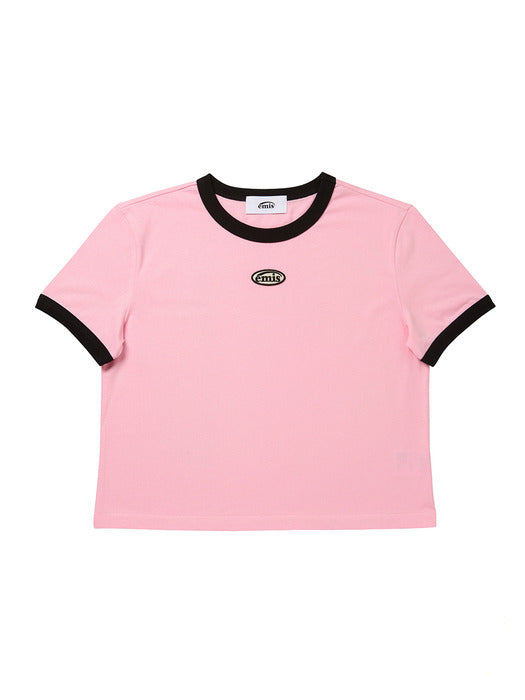 [emis] RINGER TEE - LIGHT PINK/BLACK