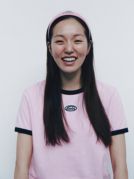 [emis] RINGER TEE - LIGHT PINK/BLACK