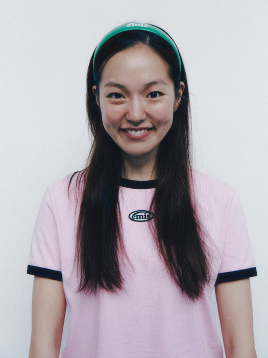 [emis] RINGER TEE - LIGHT PINK/BLACK