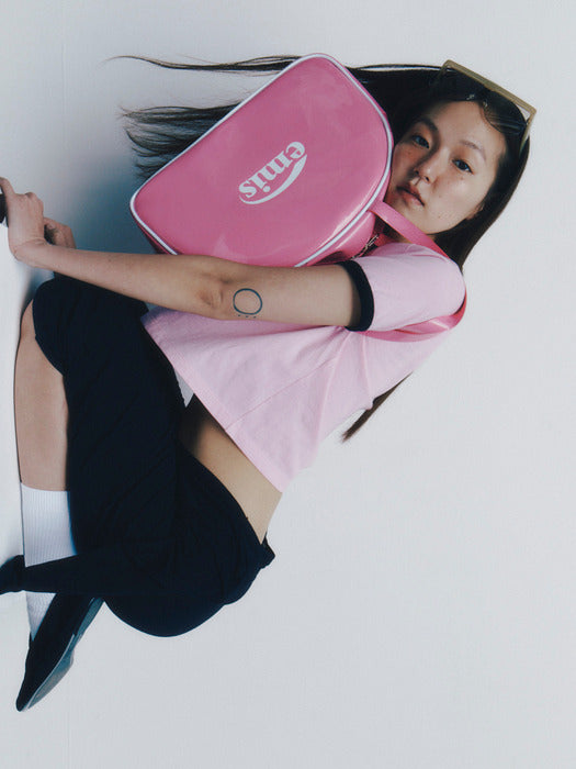 [emis] RINGER TEE - LIGHT PINK/BLACK