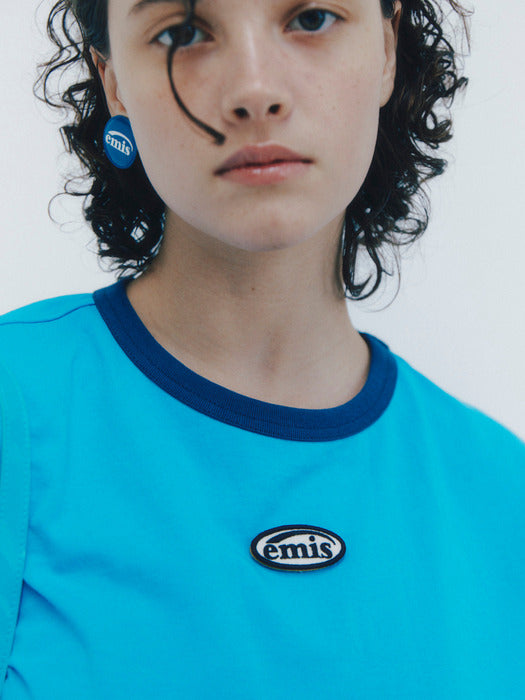 [emis] RINGER TEE - AQUA BLUE/NAVY