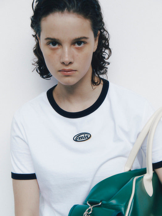 [emis] RINGER TEE - WHITE/BLACK