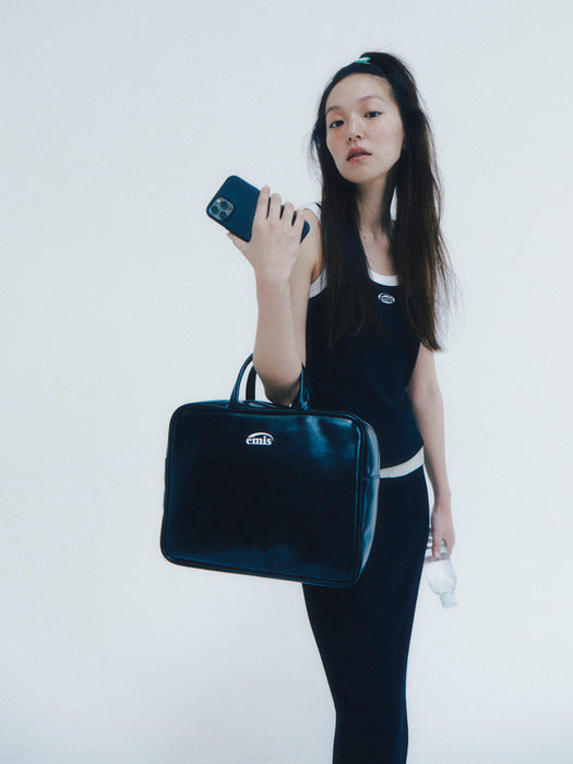 [emis] MINI WAPPEN SLEEVELESS TOP - BLACK/WHITE