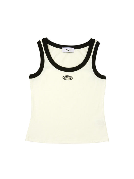 [emis] MINI WAPPEN SLEEVELESS TOP - WHITE/BLACK
