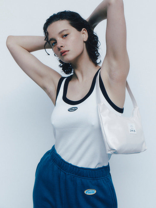 [emis] MINI WAPPEN SLEEVELESS TOP - WHITE/BLACK
