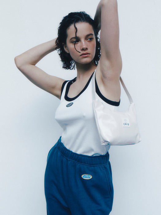 [emis] MINI WAPPEN SLEEVELESS TOP - WHITE/BLACK