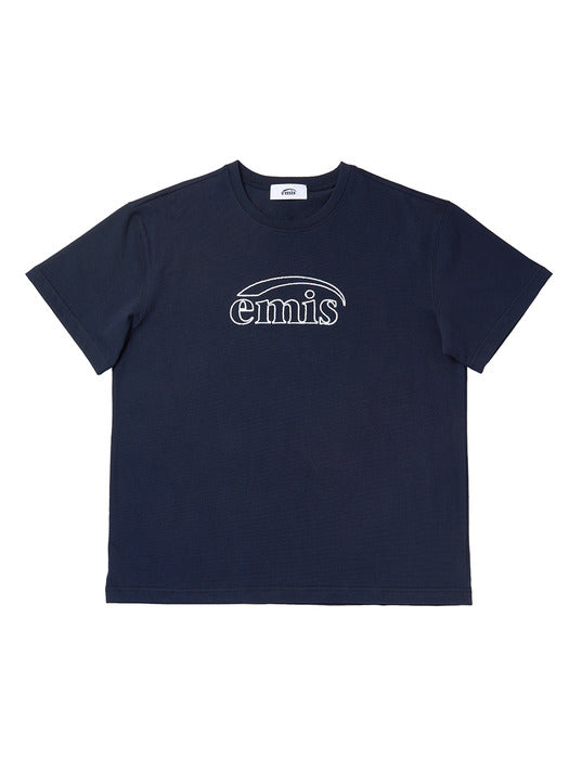 [emis] CHAIN STITCH T-SHIRT - NAVY