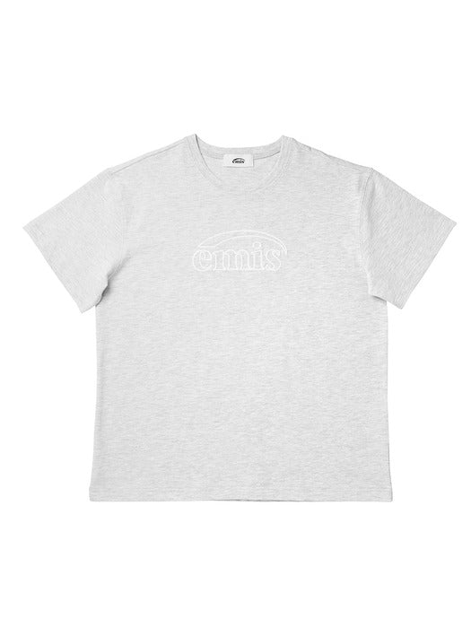 [emis] CHAIN STITCH T-SHIRT - MELANGE GRAY