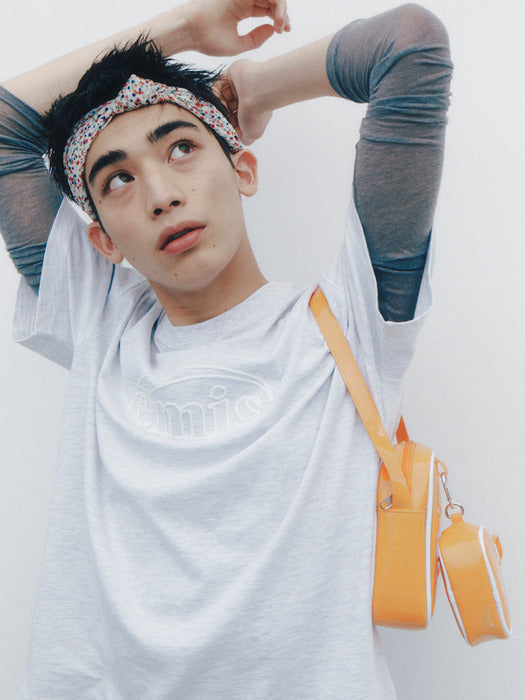 [emis] CHAIN STITCH T-SHIRT - MELANGE GRAY