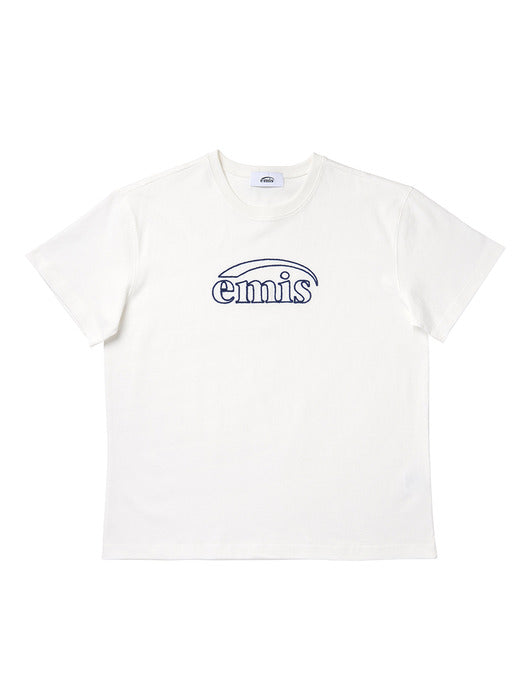 [emis] CHAIN STITCH T-SHIRT - WHITE