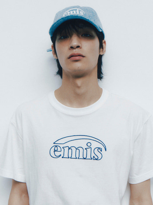 [emis] CHAIN STITCH T-SHIRT - WHITE