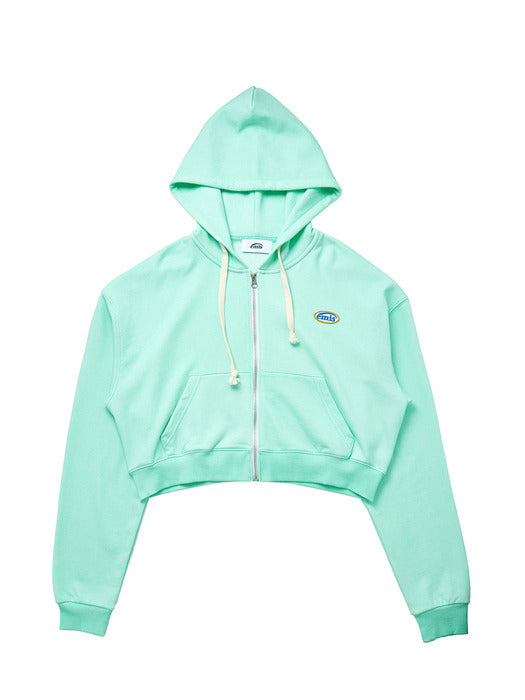 [emis] CROPPED MINI WAPPEN ZIP HOODIE - MINT